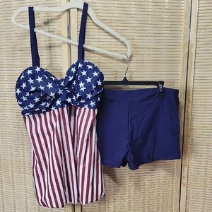 NWOT Women's Zando Patriotic Tankini - Size XL